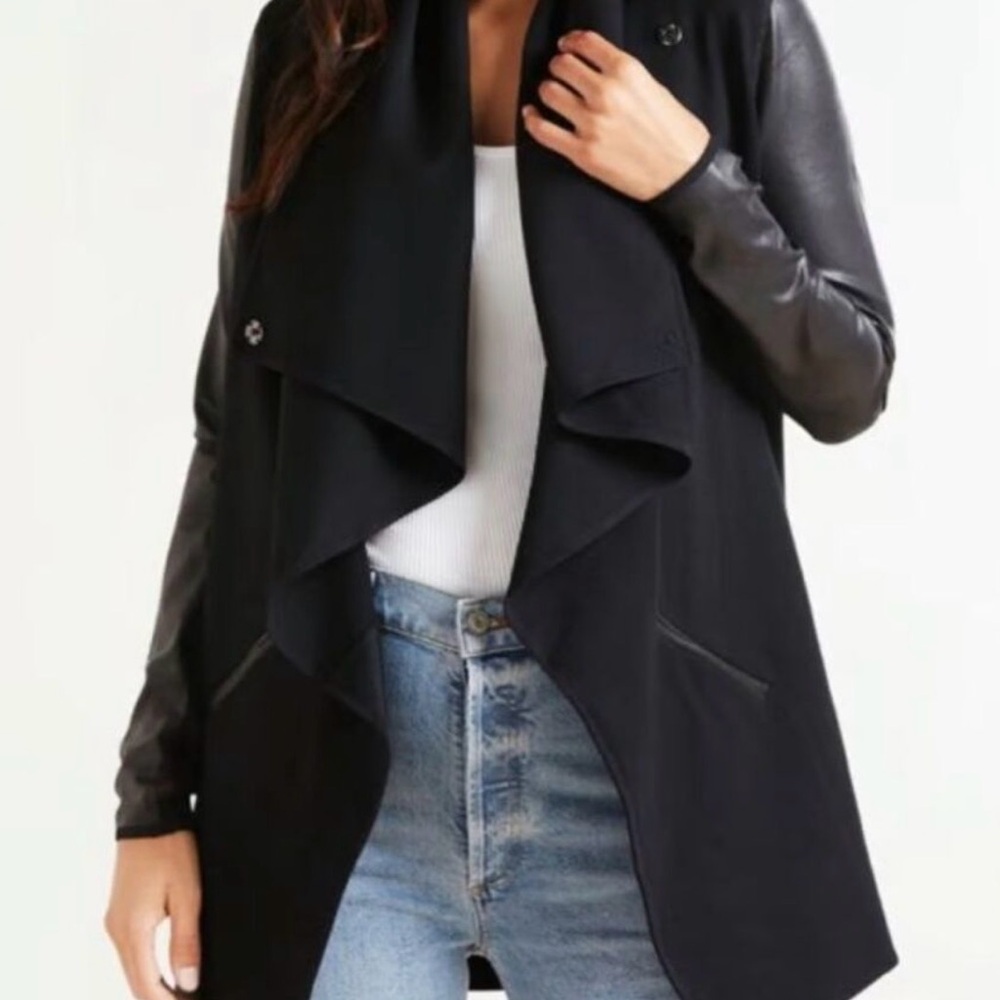 SPANX Black Drape Front Trench Coat